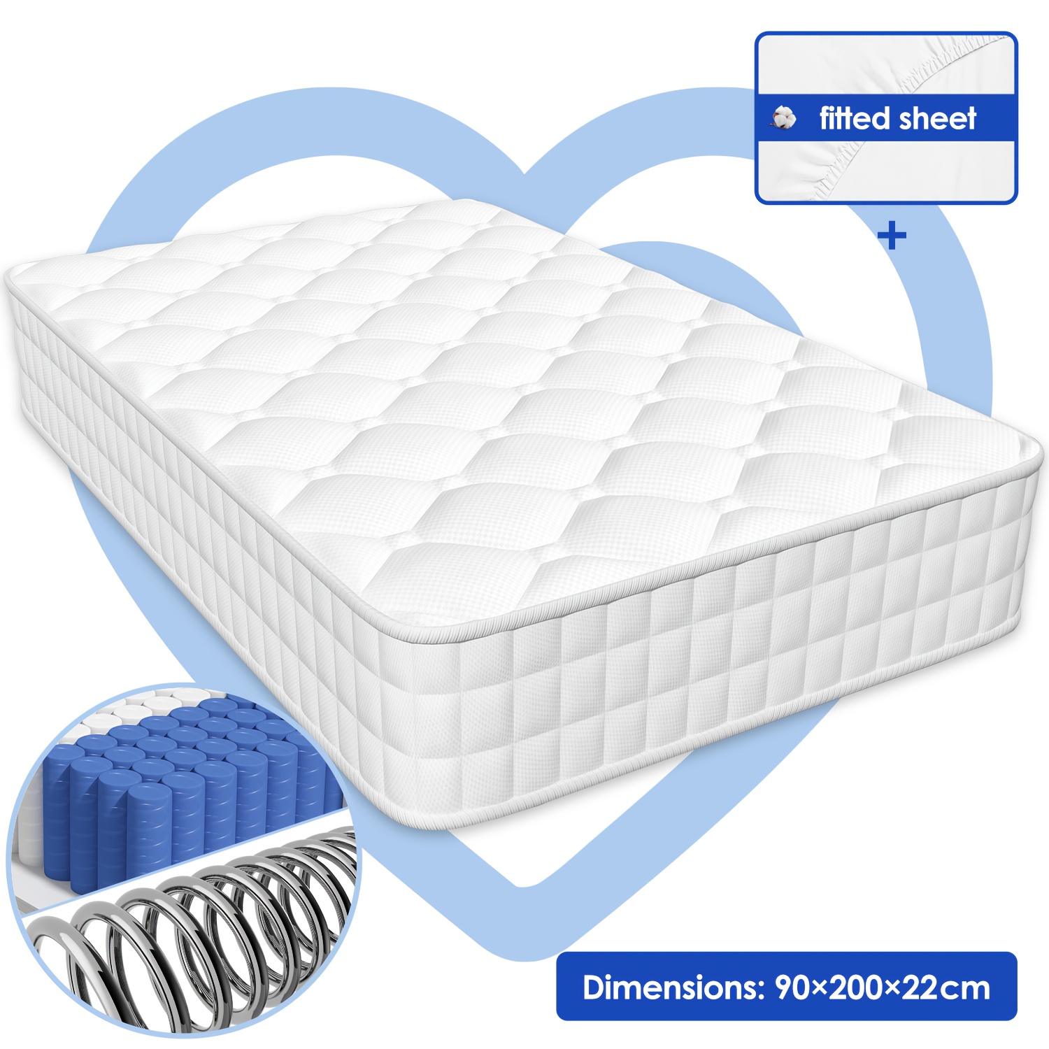 fickfjädermadrass 90×190 cm – 22 cm tjock 7 zoners - Temu Sweden