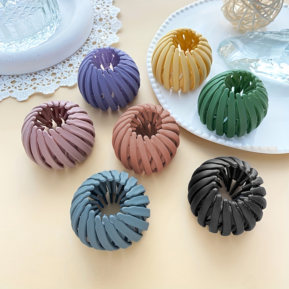 TEMU 7pcs Frosted Nest Women Candy Colored Tied Hair Nest With Ponytail Holder Suitable For Various Hair Types And Hair Sizes, Suitable For Daily ,