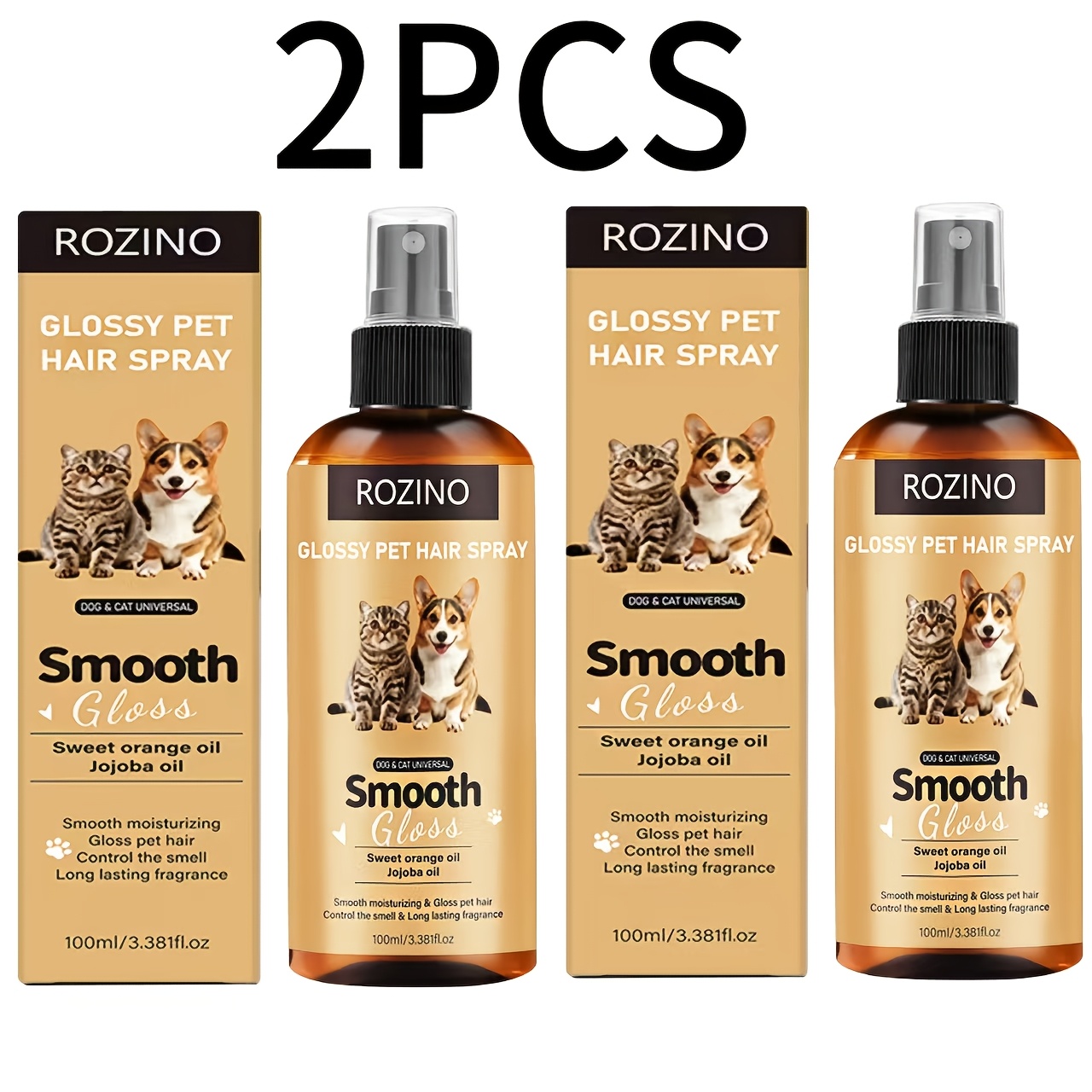 Image of & Y - Deep Nourishing, 2pcs Pet Hair Smoothing 100ml, Non-greasy Moisturizing Formula For Shiny, Smooth Hair, Fur, Reduces Shedding, Eliminates And , Fur Light And Tidy, Adds Soft