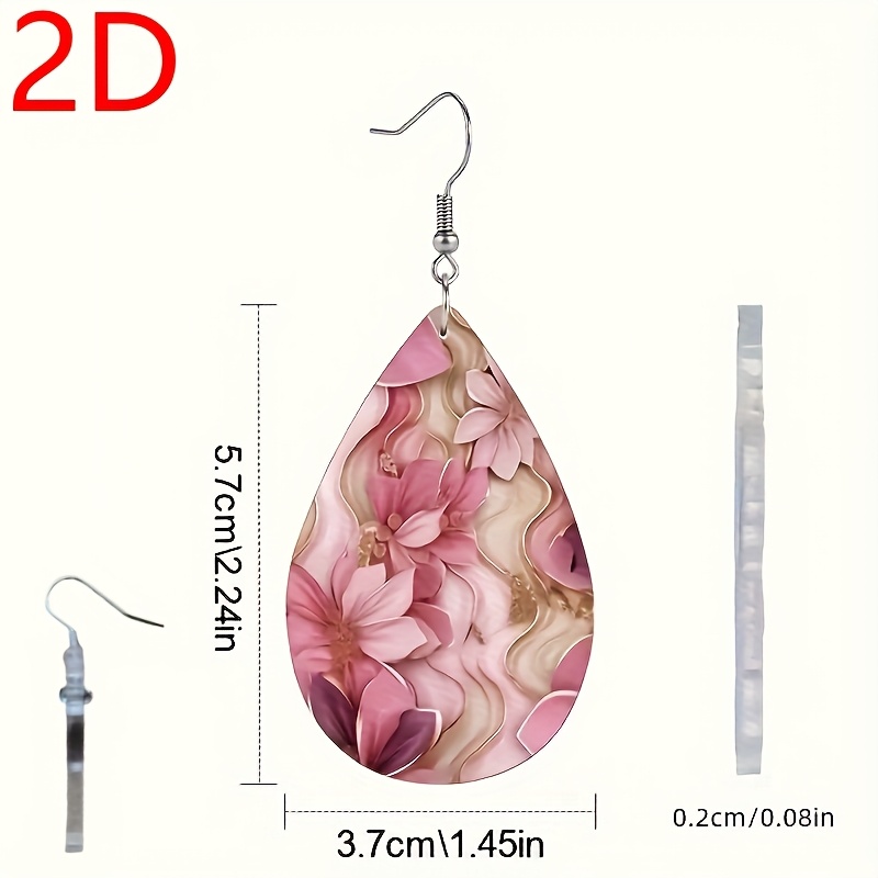 Romantic Pink Flower Acrylic Earrings Halloween Christmas Gift