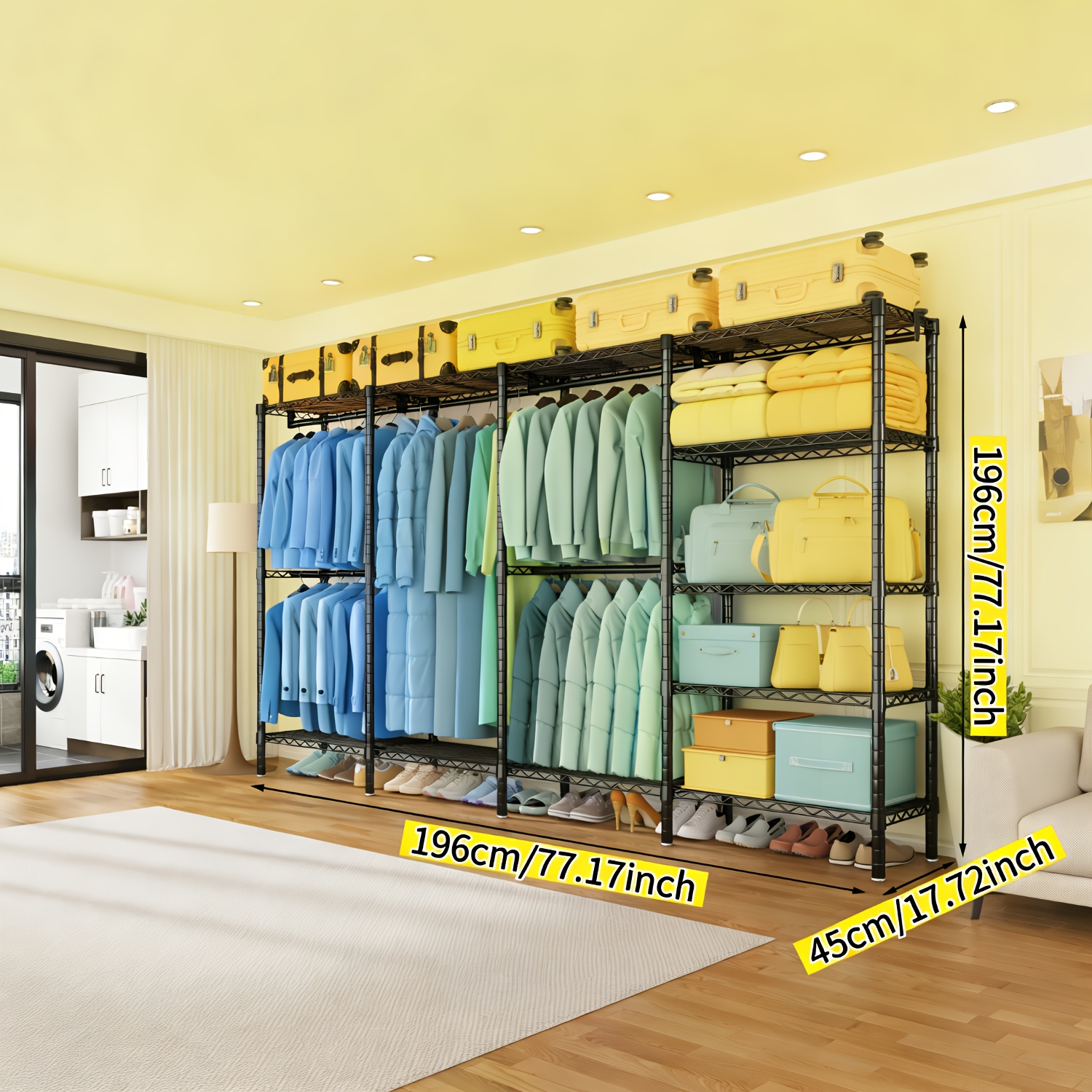 Multi-functional Metal Storage System, Freestanding Large Organizer With Adjustable Shelves, Durable Carbon , Portable Design For Retail Shops And Home Organization