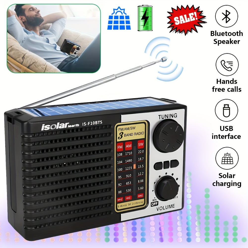 Solar Radio AM FM Portable Radio Battery Operated Radio By 4X D Cell ...