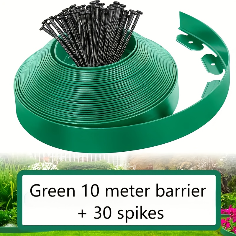 E-shop Plastik-Rasenrand, 10 Meter lang für Gartenböden, flexible Blumenbeet-Ränder, inklusive 30 Pfähle, 5 cm hoch, Gartenböden, Gartenbegrenzungen,