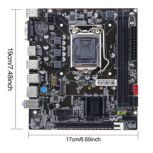 B75 -ATX Motherboard with M.2 NVMe PCIe x16 Slot, B75 , LGA1155 Socket, Dual-Channel DDR3 , USB 3.0, SATA 6Gb/s, Gigabit LAN, HDTV/DisplayPort Support, ATX Power Connectors, Compatible with Core i3/i5/i7 2nd/3rd Gen CPUs for Gaming & Use - Compact , Front , TPM , LPC , PCIe Slots Included