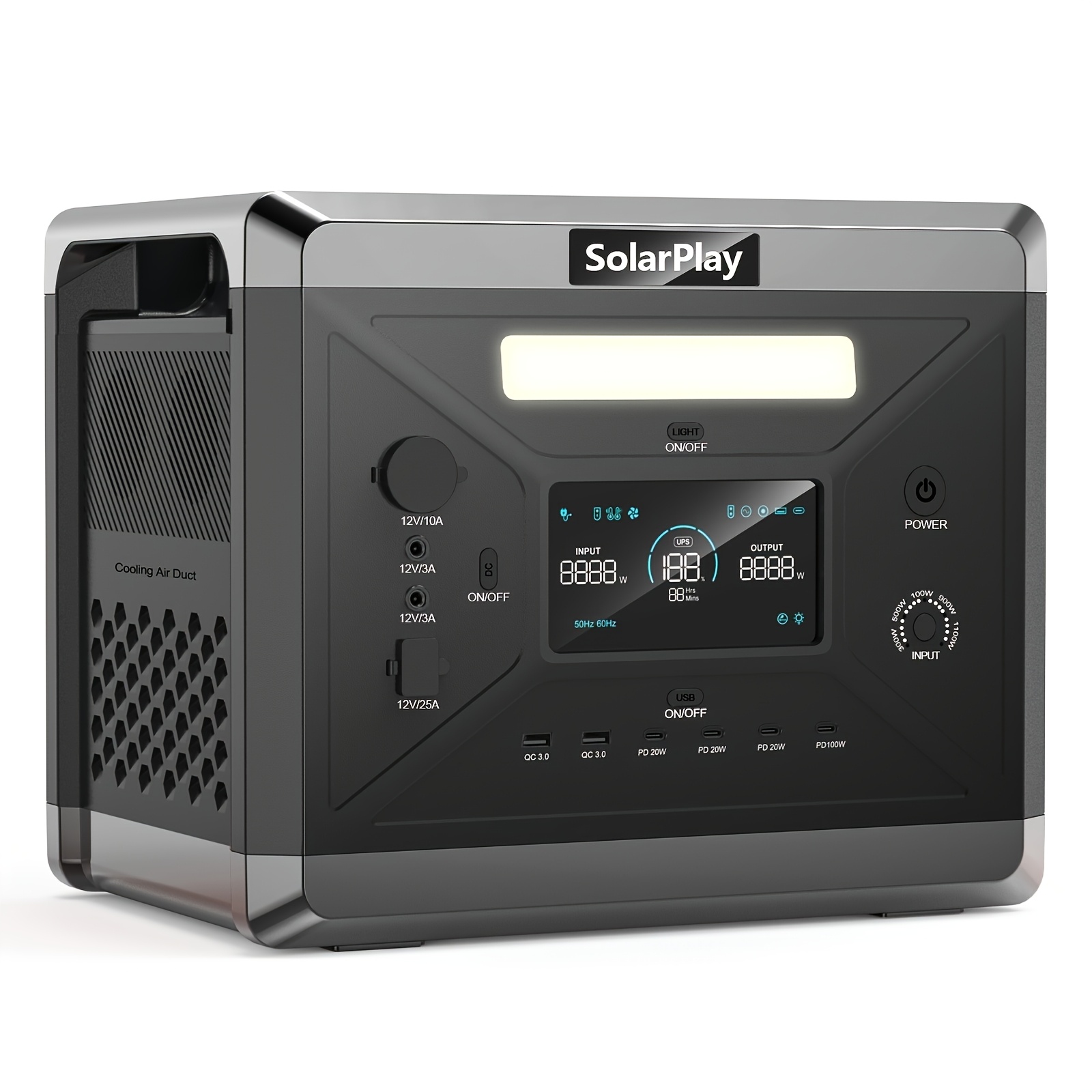 TEMU Portable Power Station, 2400w/2160wh Large Capacity Solar Generator (solar Panel Optional), 4 Ac Power Sockets ( 4800w), Emergency Power Station
