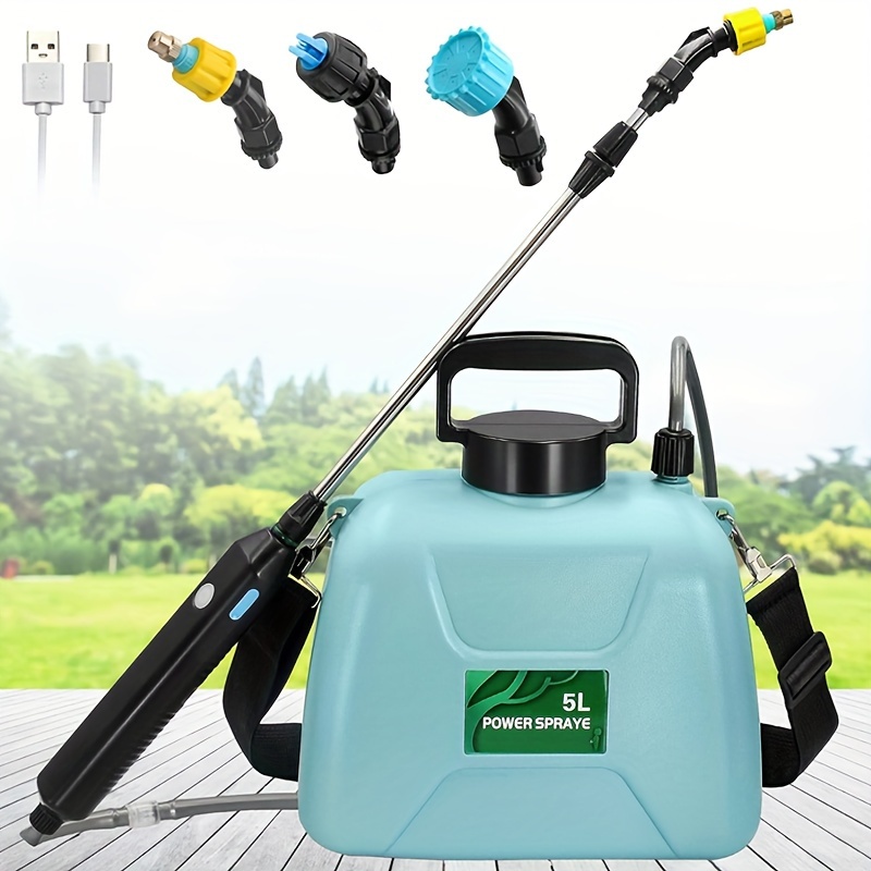 

Battery Powered Sprayer 1.35gallon, Electric Sprayer With 3 Mist Nozzles, Rechargeable Handle, Portable Sprayer With 23.6" Retractable Wand Adjustable Shoulder Strap For Lawn, Yard