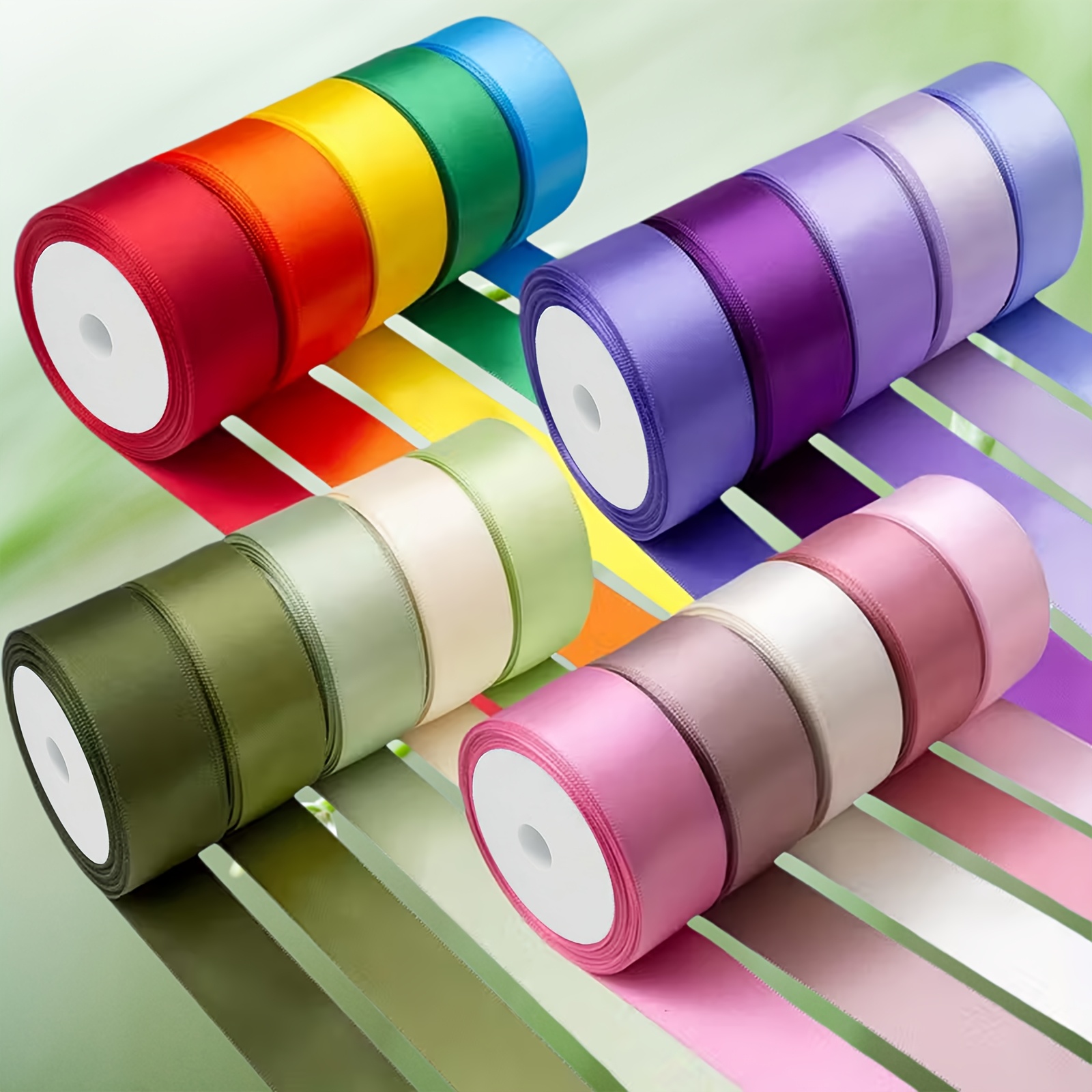 total 50 yards of a set of satin ribbons 5 rolls each 2 54cm wide each 9 14 meters long with a total length of 45 72 meters ribbons suitable for handicrafts gift wrapping hair accessories wedding bouquets