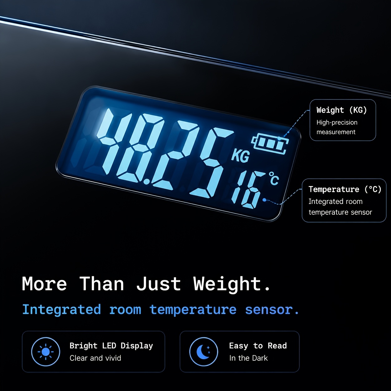 bath   scale electronic scale accurate led display screen and temperature display switchable kg and pound   platform high hardness glass material suitable for gym university   family female   Product details 4