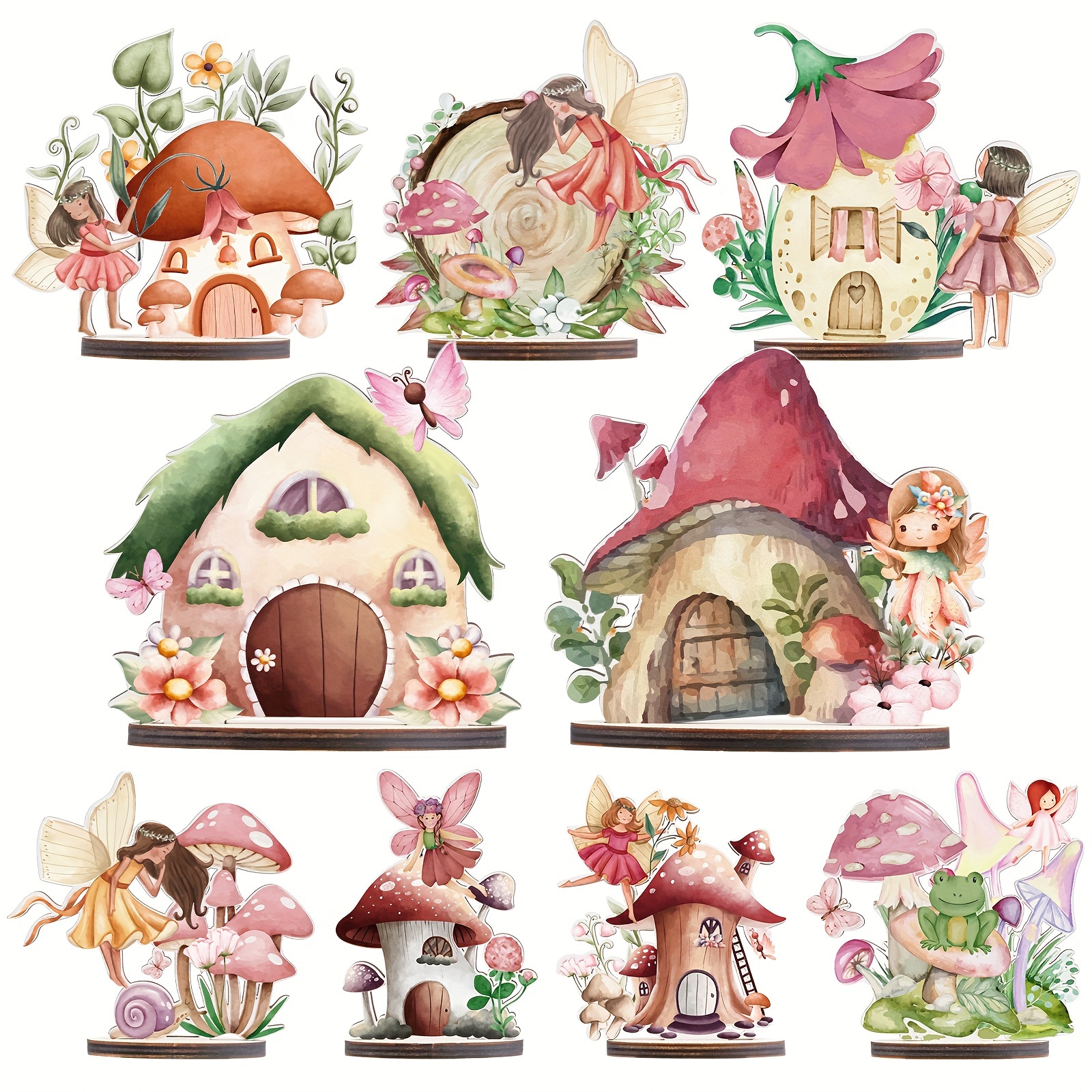 

9pcs Wooden Fairy Party Decorations - Theme For Shower, First Birthday, And Fairy Party Supplies