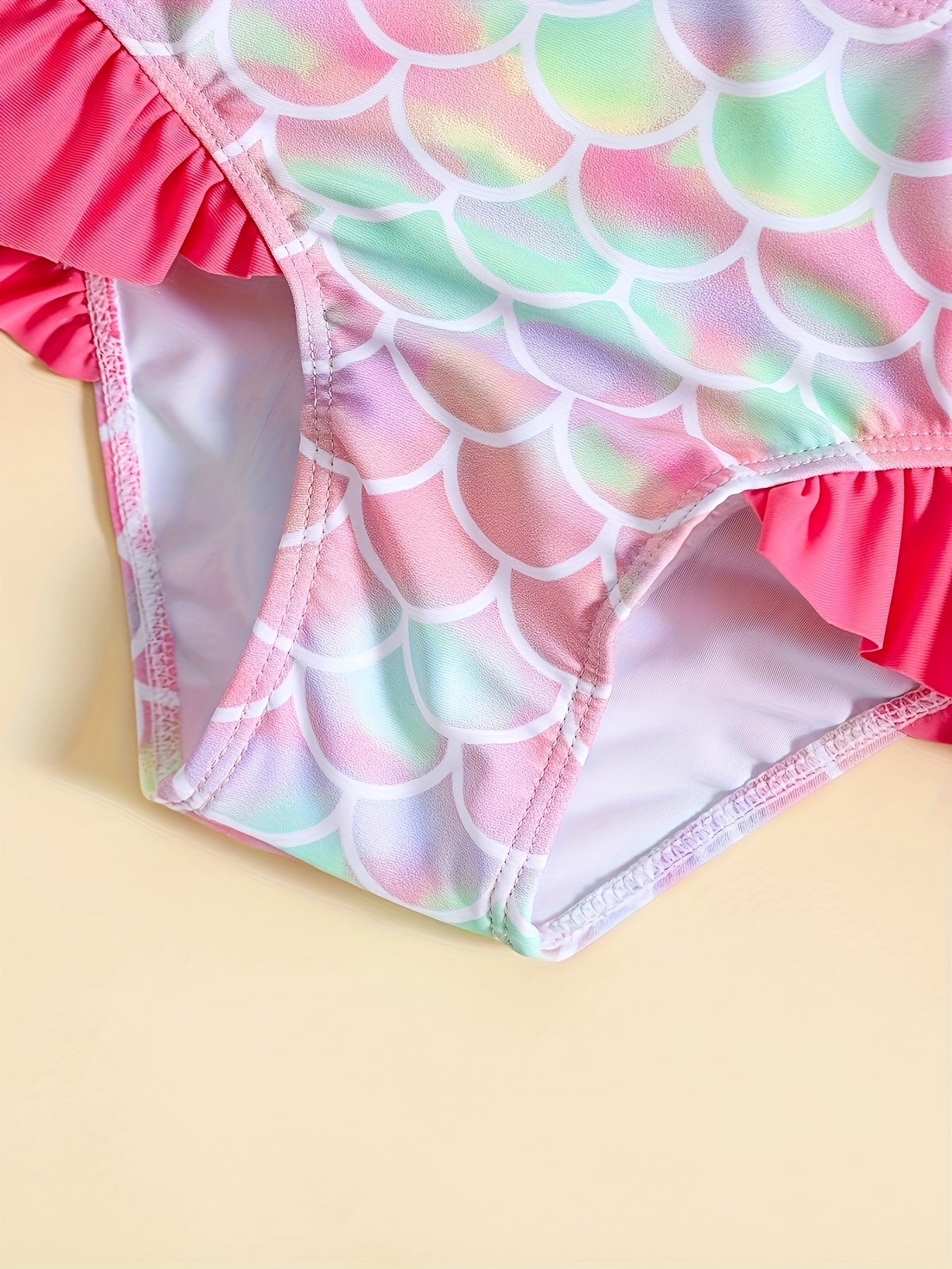 girls one shoulder fish scale bow bikini swimsuit high Temu Pakistan