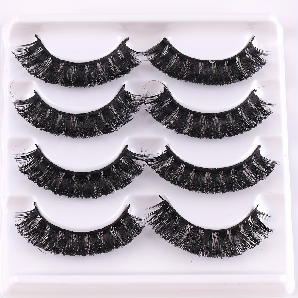 2024 Chemical-fiber False Eyelashes Thick Simulation Natural Eyelashes Eyelashes Beauty Spot Wholesale 4 Pairs