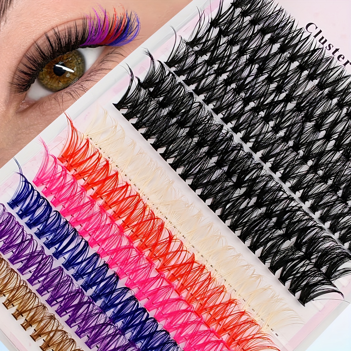 

240pcs Colorful Lash Clusters - Fluffy & Wispy, 50d Volume, D , Mixed Lengths (12mm-16mm), Diy At Home Eyelash Extensions In 6 Vibrant Colors