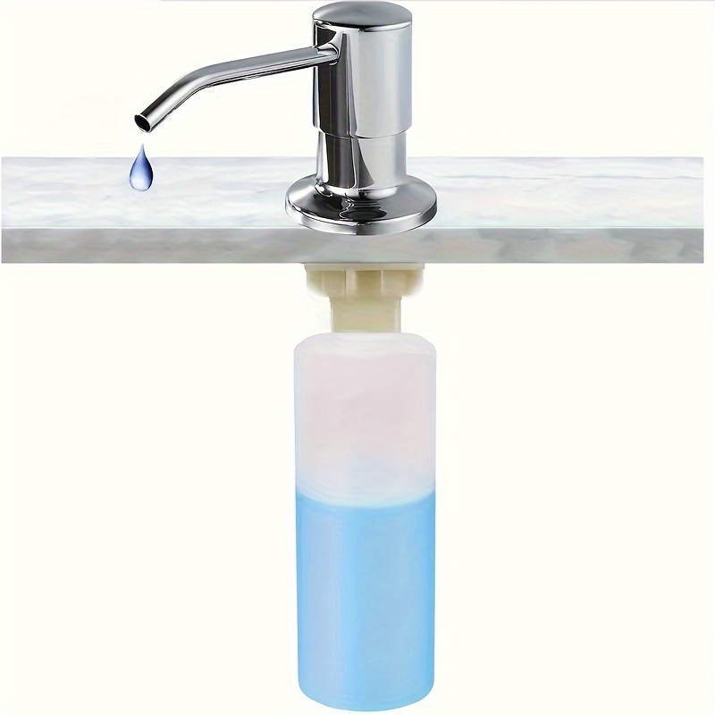 TEMU Distributeur de Savon 17 oz : Pompe à Savon pour Évier de Cuisine avec Bouteille Réutilisable, Distributeur de Savon Intégré pour Évier,