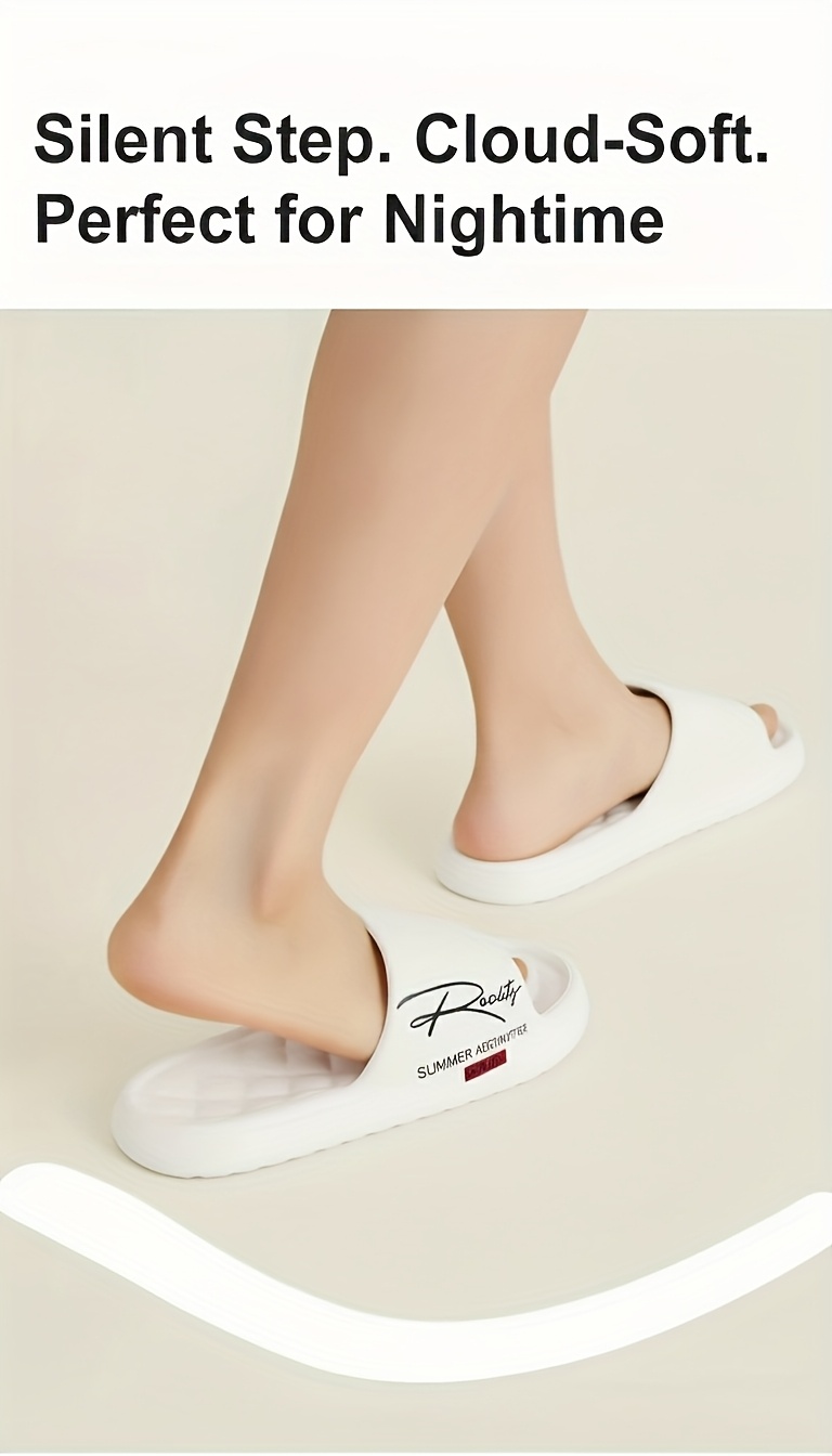 Four Seasons EVA Slip-On Slippers, Simple Positioning Print, Versatile Slip-On, Casual Soft Sole, Non-Slip Bathroom Slides, Unisex Household Slippers for All Seasons