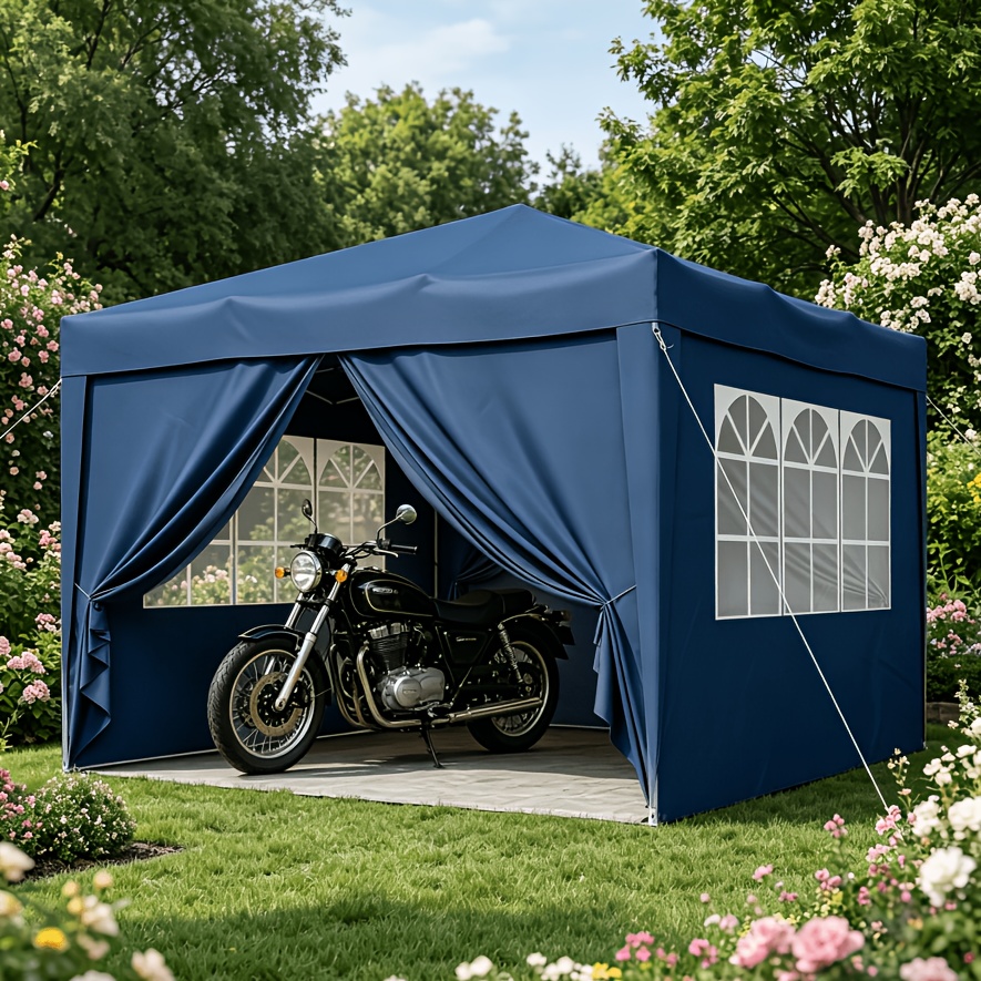 Image of 3.43*3.43m/2.43*2.43m Pop Up Canopy Carport Party Tent, Outdoor Commercial Instant Gazebo With 4 Removable For Events, Wedding, Backyard, Patio, Up Sun Shade With Carrying Bag