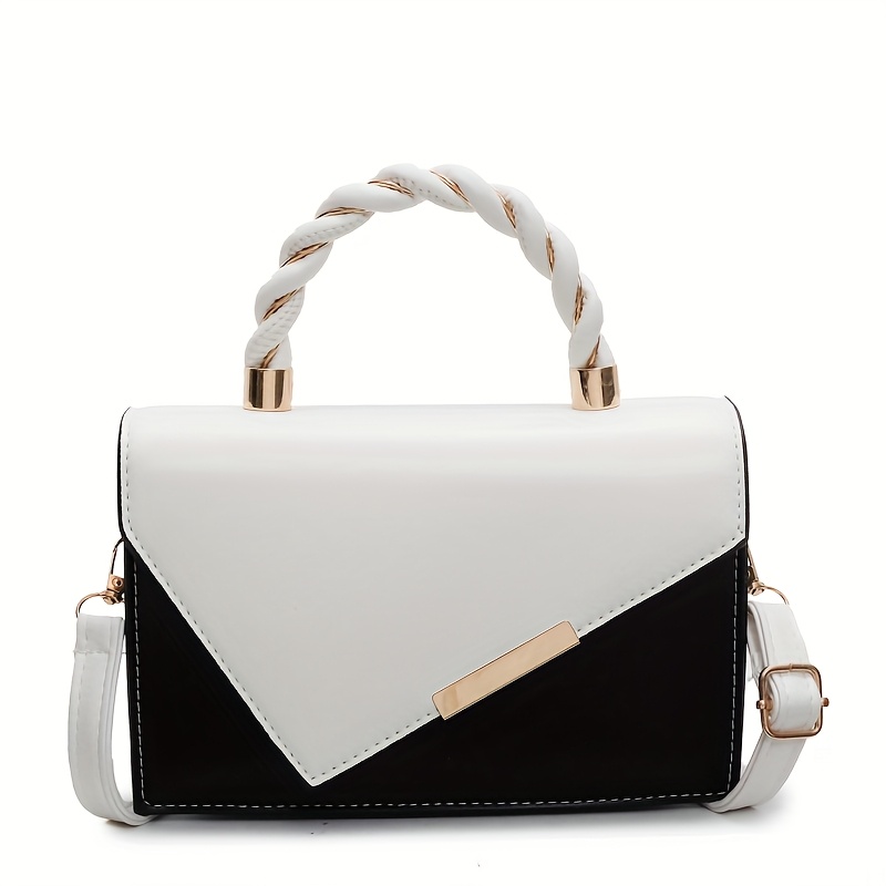 Metal Decorative Handbag Contrasting Color Crossbody Women'