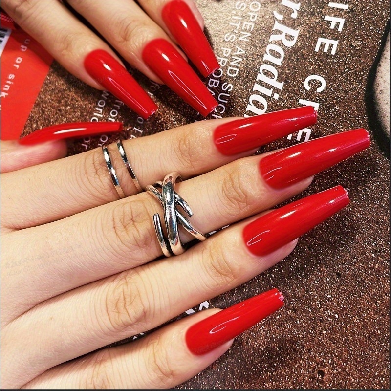 24pcs Extra-long Solid Color Matte False Nails, Manicure Matte Wearable Nail Tips, Extra-long Ballet False Nails