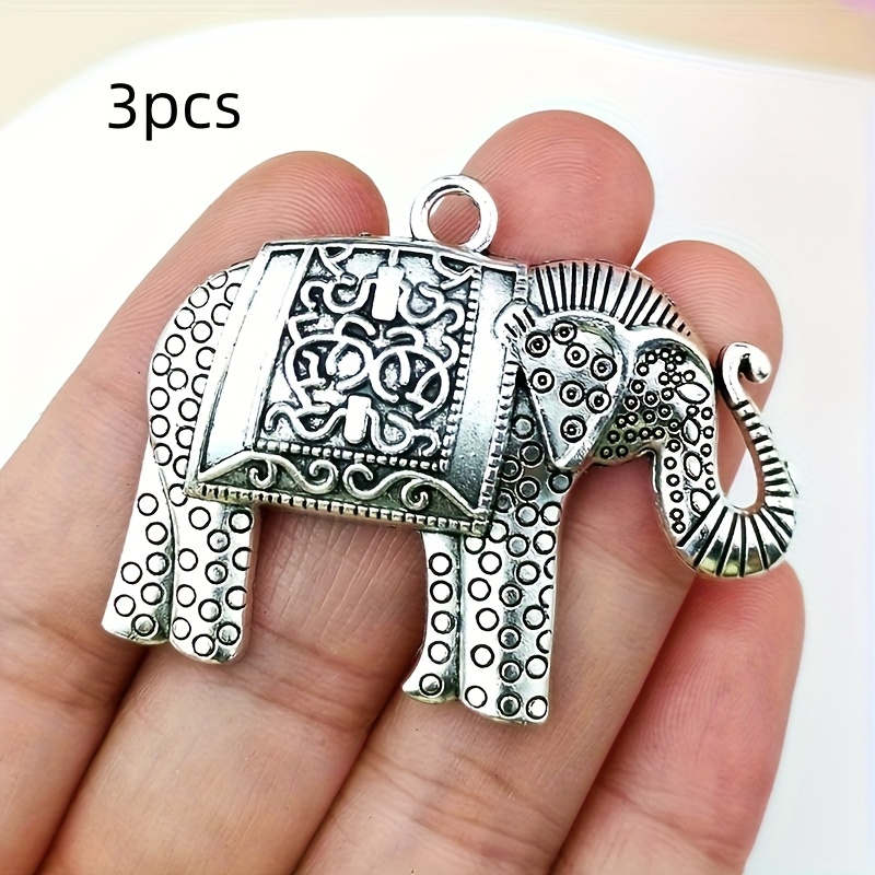 TEMU 3pz Ciondoli Vintage a Forma di Elefante, per di Gioielli Fai-da-te, Accessori per Artigianato