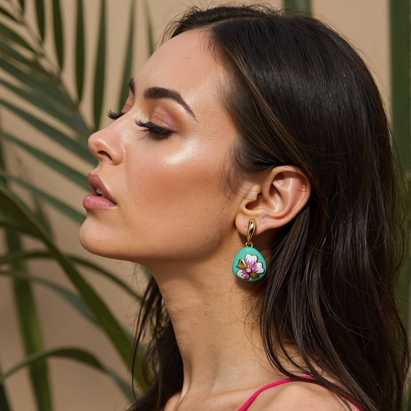 TEMU Pair Of New Enamel Drop, Luxury High-end Fashionable Versatile Retro Elegant Earrings