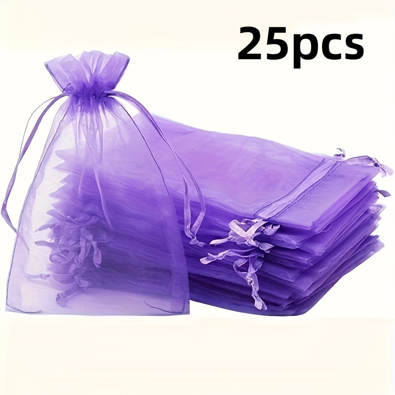 TEMU Cadeau voor haar/hem 25 stuks (9 x 12 cm) Organza Geschenkzakken met Trekkoord, Kleine Cadeaus, Sieraden Oorbellen, Sieradenzak - Bruiloft Feest