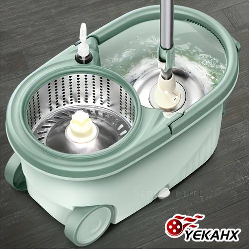 1set household rotary mop and bucket set spin mop hands mop wet and dry use dust removal mop for hardwood laminate tile wooden floor cleaning cleaning tool
