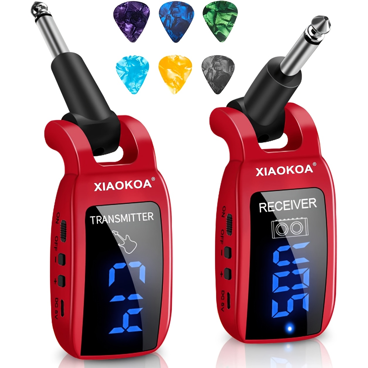 TEMU Wireless Guitar System Uhf Wireless Guitar Transmitter Receiver 164feet Range With Hd Led Screen For Electric Guitar Musical Instruments
