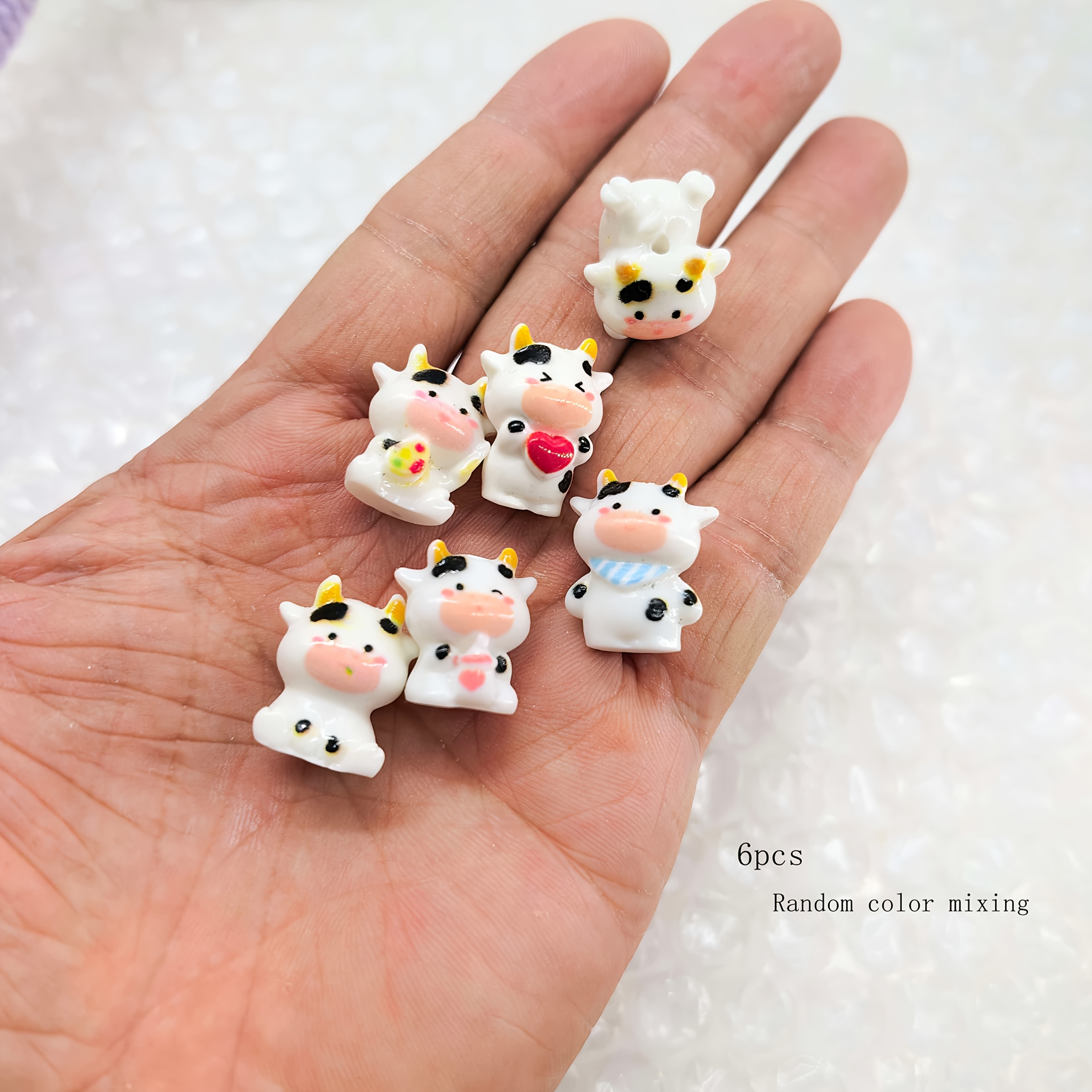 TEMU 6pcs Random Color Mixing Resin Vertical Hole Multi Style Decorative Beads Diy Decorative Beads, Jewelry Decoration Accessories, Beaded Pen
