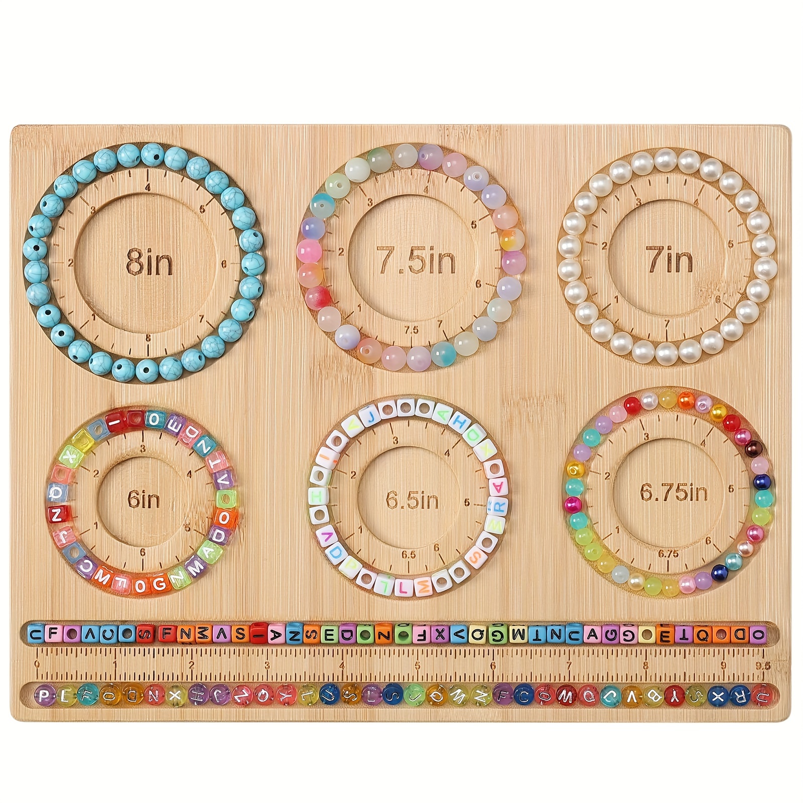 

Wooden Bead Design Board For Jewelry Making, Bracelet Diy Craft Tool, Artisan Beading Mat With Measurements And Compartments