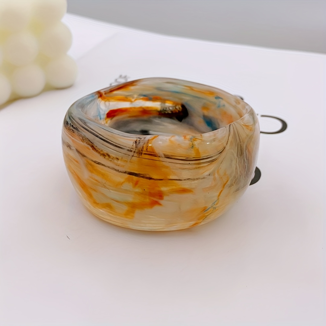 Vibrant Orange Marbled Acrylic Resin Bracelet