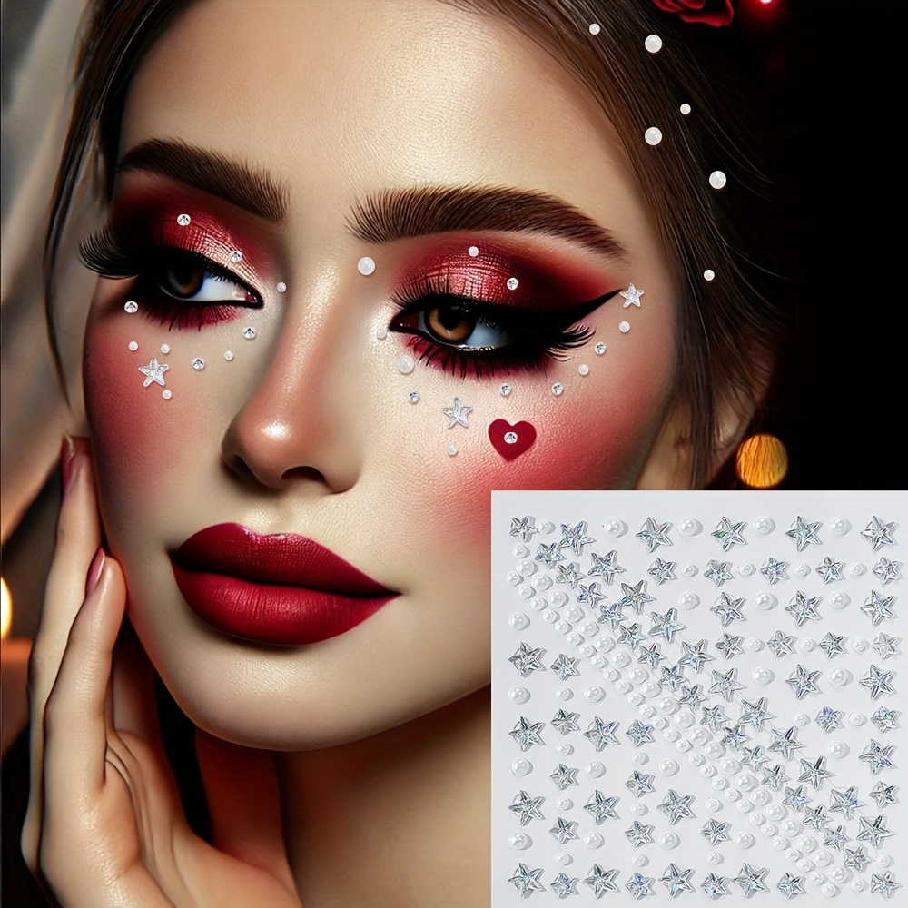 TEMU Face Synthetic Gemstones Hair Synthetic Gemstones, Self-adhesive Face Jewels Rhinestones Diy Face Synthetic Gemstones Stick On, Hair Body
