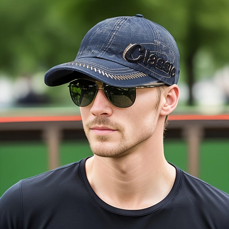 

Casquette de baseball rétro en denim à dégradé pour hommes, douce et respirante, idéale pour un look décontracté.