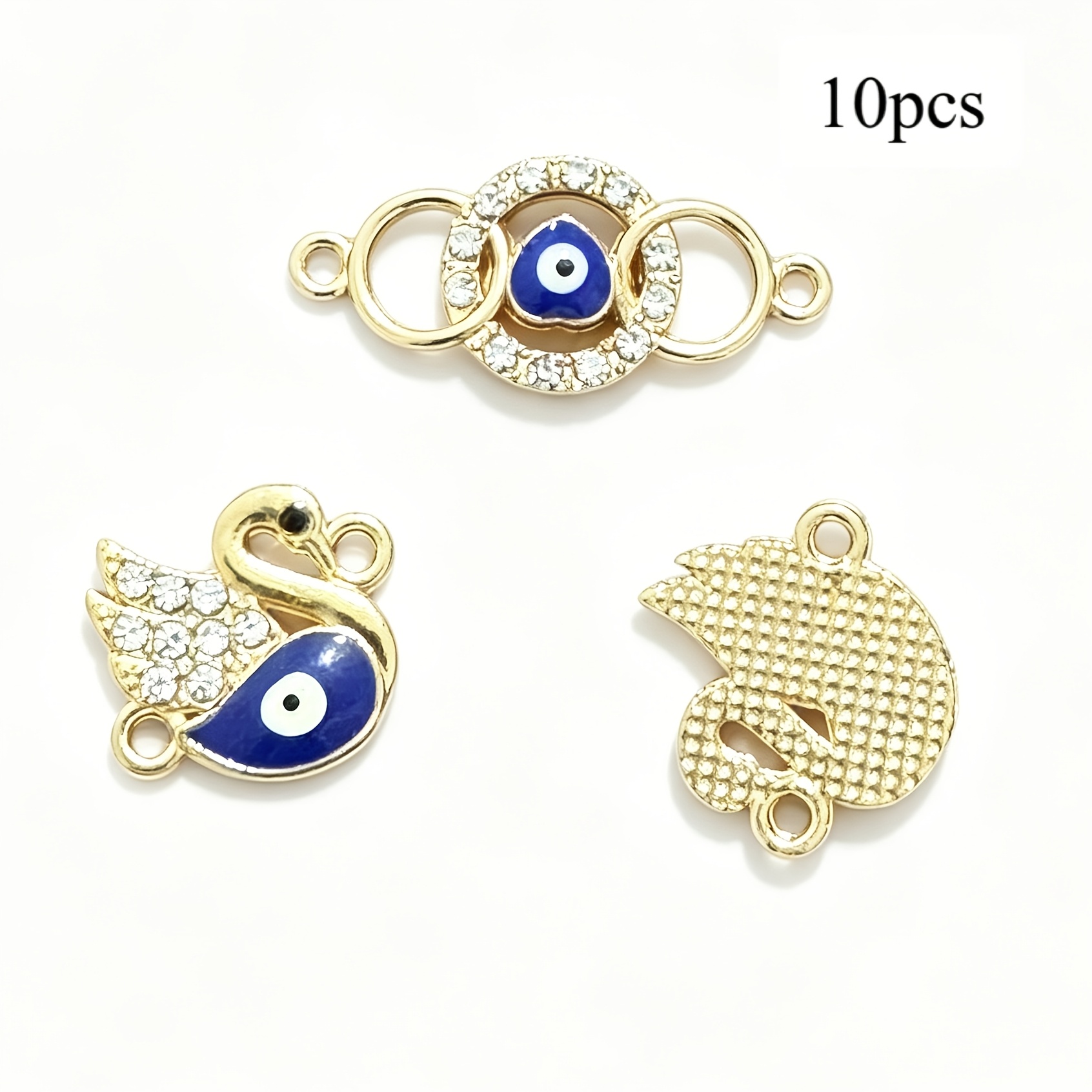 TEMU 10 pièces Ensemble Collier, Œil du Mal, Bracelet et Boucles d'Oreilles, Accessoires en Alliage Main DIY