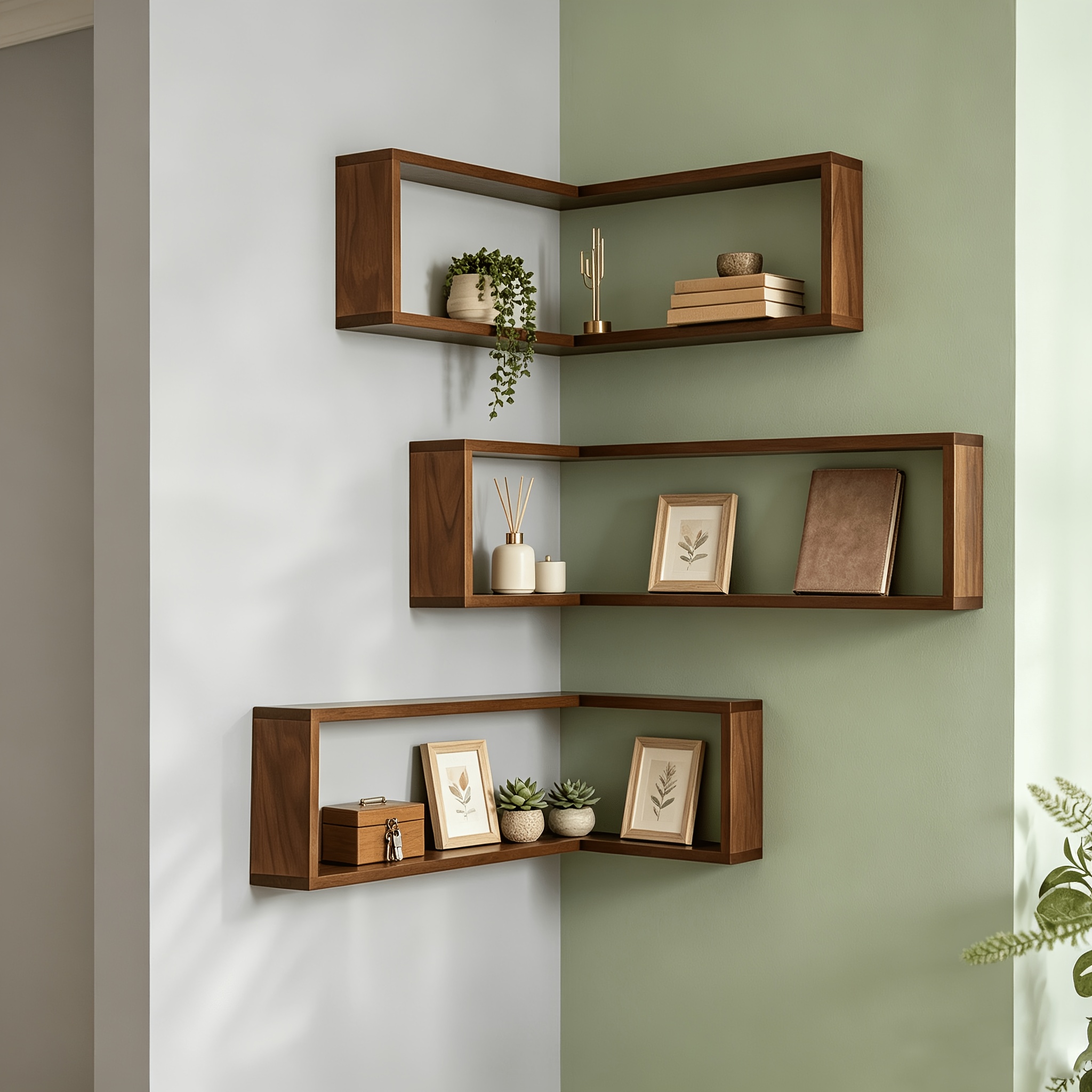 TEMU 1/2/3pcs L-shaped Floating Corner Shelf Solid Wood Wall Mounted Display Shelf For Collectibles, Action Figures, Home Decor, Corner Display Shelf