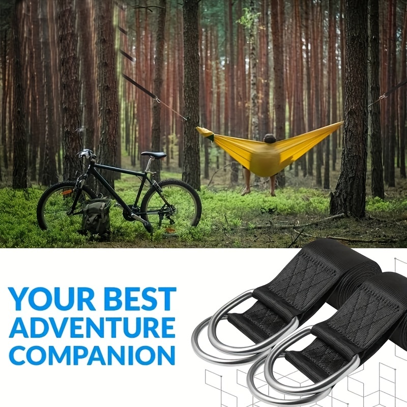 

1pc Heavy-duty Reinforced Hanging Strap With Metal D-rings, Easy-install Wall-mounted Hammock Swing Sling For Outdoor Camping, Hiking, And Relaxation , Utility Hooks