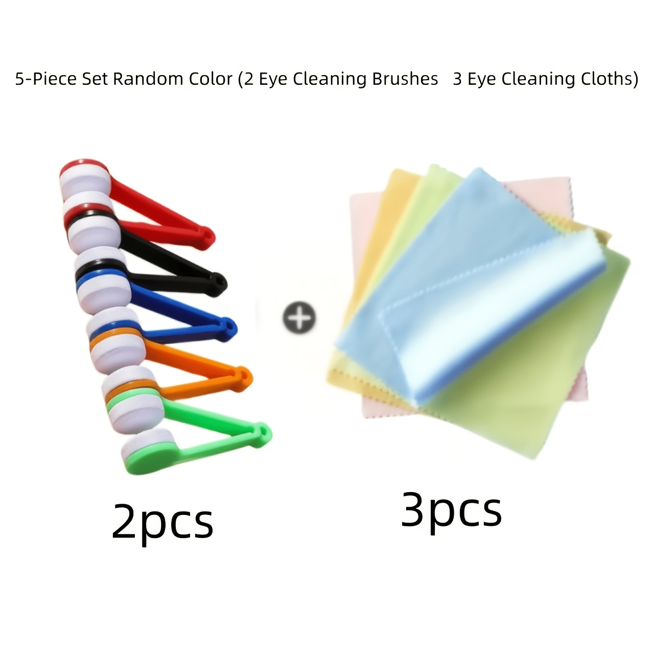TEMU Juego de 5 piezas de cepillos para limpiar gafas, 2 cepillos de limpieza (colores aleatorios) + 3 paños de microfibra para gafas (colores