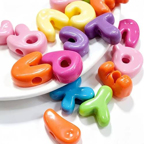 170pcs colorful acrylic large hole letter beads random mixed color letter beads for jewelry phone chains keychains and decorative beads