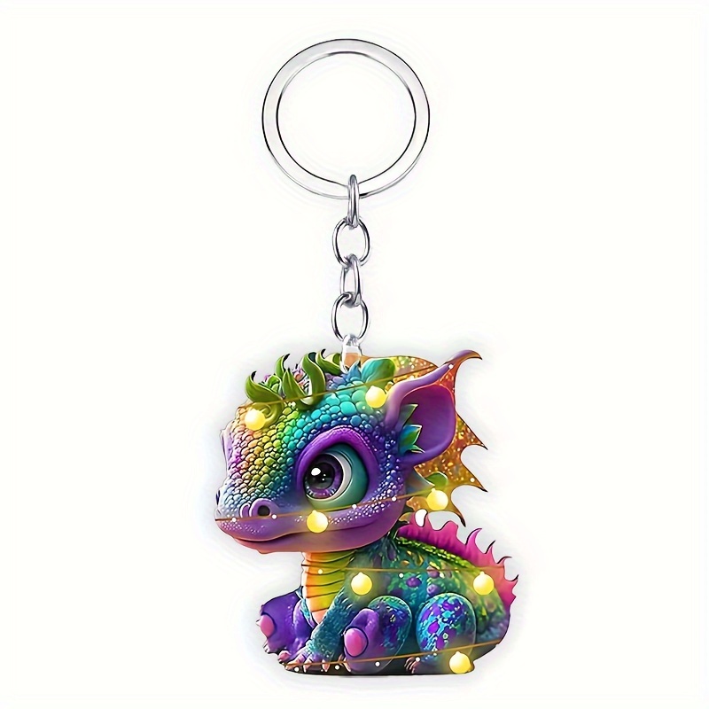 TEMU 1pc Cute Colorful Light Dragon Key Chain