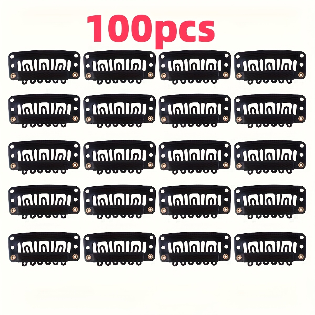Image of 100pcs U-shaped Quick Clamps For Hair Extensions & Braiding - Metal Hair Clips With Secure Hold, Black & Beige, Unisex Hair Styling Accessories For , Sleek Metallic Finish, Clips
