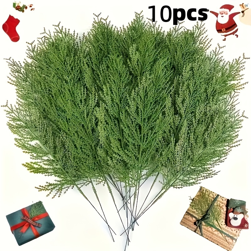 TEMU 10 rami di pino artificiali - Aghi realistici, rami in plastica resistenti per ghirlande natalizie, decorazioni festive per esterni, utilizzo in