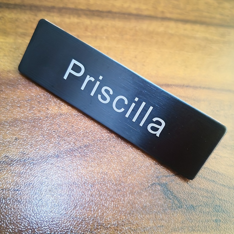 

Gadoci Custom Engraved Name Tag Badge - Stainless Steel, Personalized Brushed Black Metal Id With Pin For Gardener, Florist, Staff - 2.76"x0.79