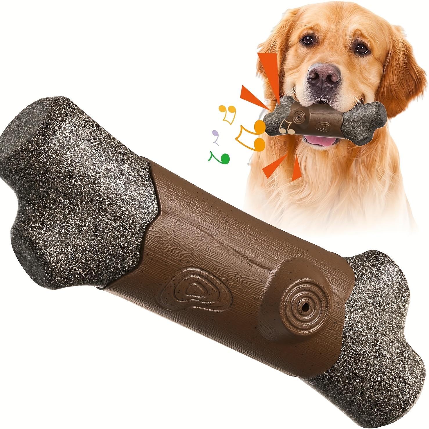 

Dog Toy For Aggressive Chewers - Tough Squeaker Branch Stick For Large And Small Dogs - Great For Teething Puppies And Interactive Play