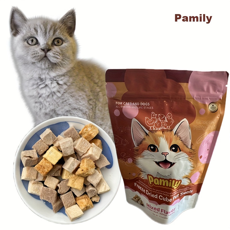 

320g/11.2ozpamily Freeze Dried Cube Pet Treats Mixed Flavor For Cats & Dogs-chicken, Duck, Salmon, Egg Yolk