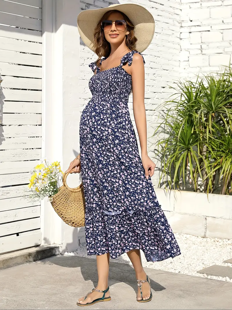 maternity boho dress Gipsy layered #7023 winter Decoration womens maternity summer casual smocked