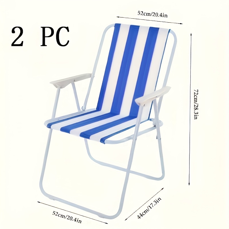 TEMU 2-4pcs Adult Extra-large Portable Folding Striped Beach Chairs, Seaside . Suitable As Beach Chairs And Poolside Loungers, Ideal For Outdoor