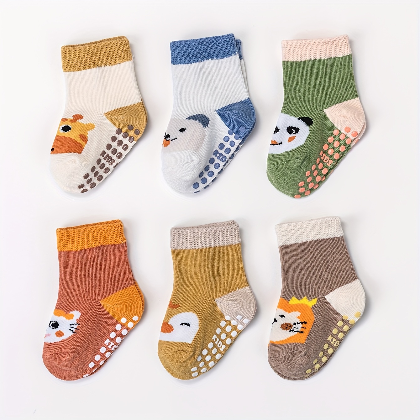 6-pair Set Cute Animal Pattern Non-slip Floor Socks Wear