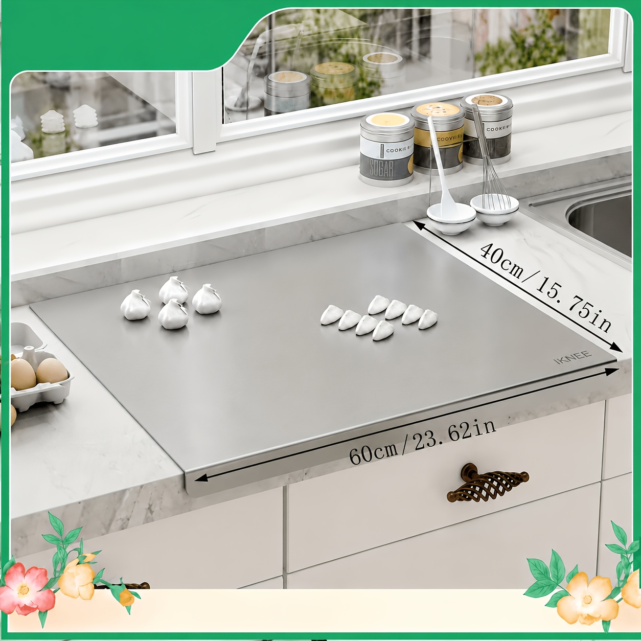 TEMU 304 Stainless Steel Cutting Board For Kitchen, Multipurpose Chopping Board For Meat, Vegetables And Dough, Durable And Easy-to-clean Kitchenware