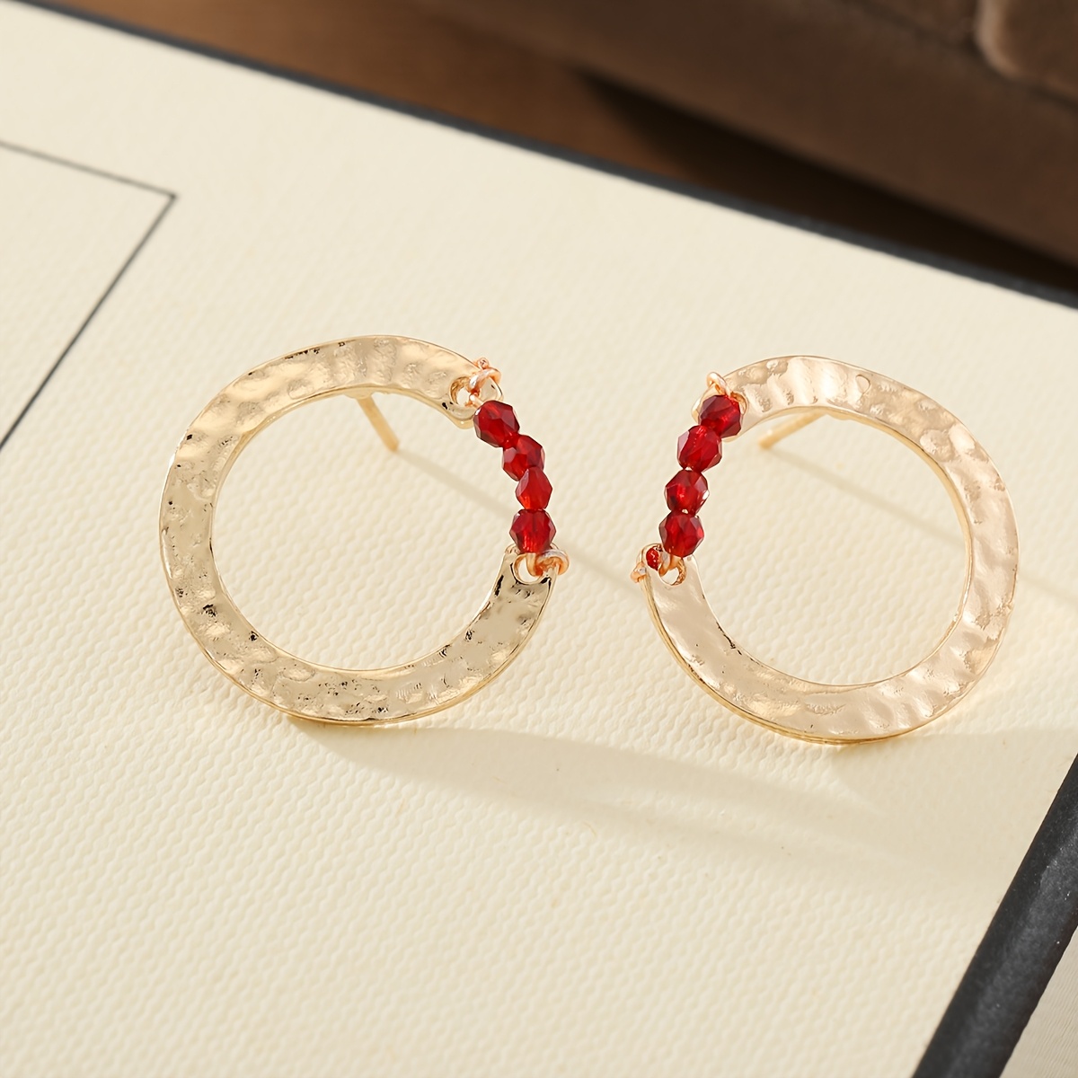 TEMU Orecchini da donna in stile minimalista gamma con perline martellate e facettate, orecchini martellati adatti per feste e riunioni, regalo per