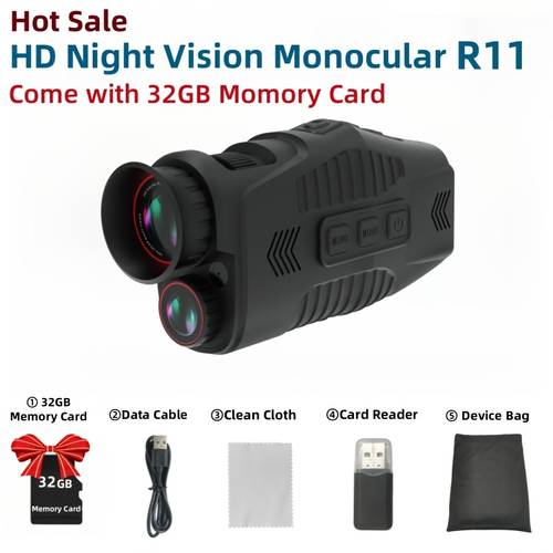 1080p hd night scope 1080p hd monocular night scope with 10 zoom 1 54 inch display infrared long infrared viewing distance hunting for day and night use built in rechargeable battery suitable for hunting outdoor camping and wildlife