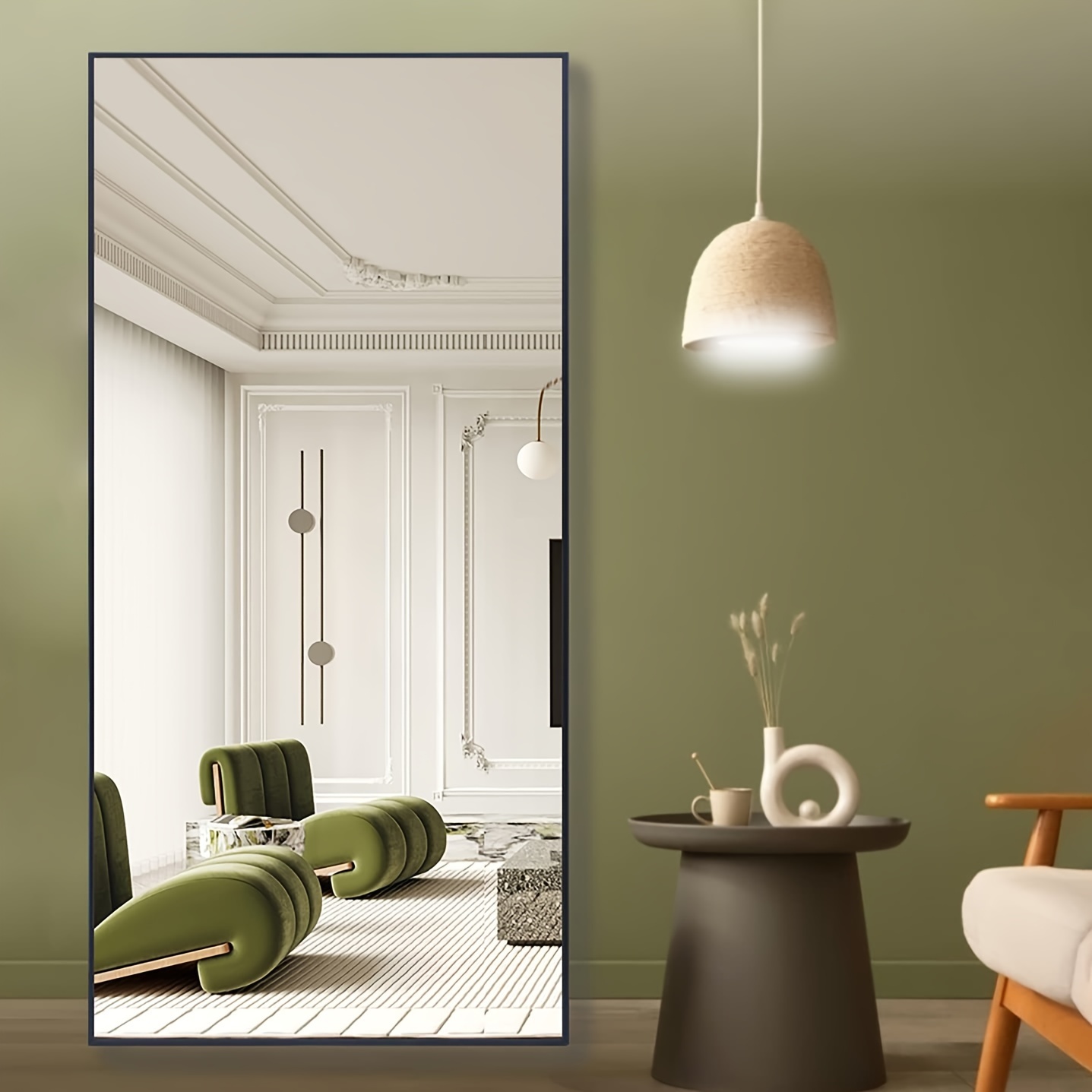 TEMU Elegant 65" X 24" Full-length Mirror With Aluminum Frame - Versatile Floor Stand Or Wall Mount For Bedroom, Dressing Room & Barber Shop Decor