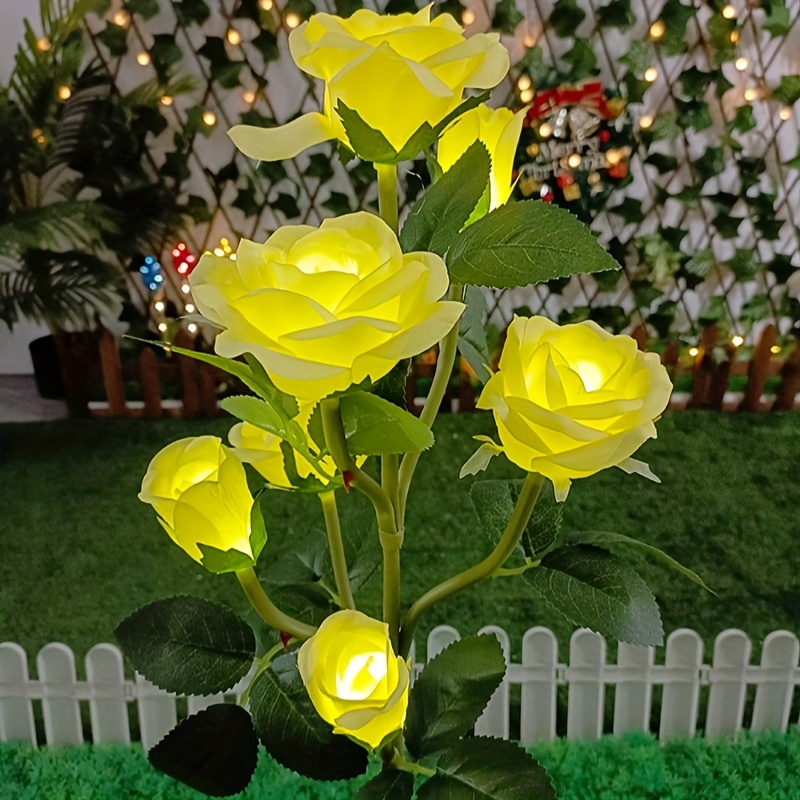 TEMU 2pcs Solar Outdoor Lights, Solar Rose Flower Lights, Outdoor Ip65 Waterproof, Led Solar Powered Stake Lights, 10 Color Changing And Rose Flower